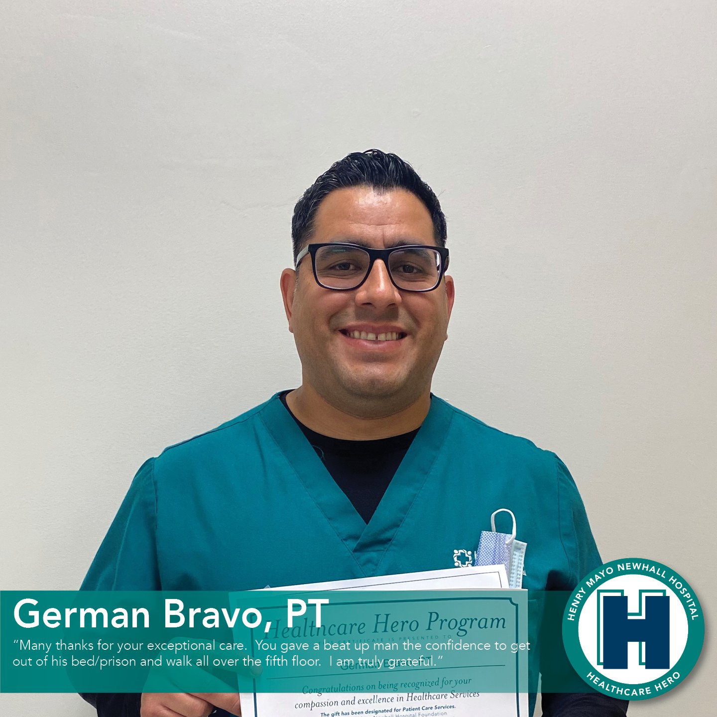 German Bravo, OT is a Healthcare Hero at Henry Mayo 