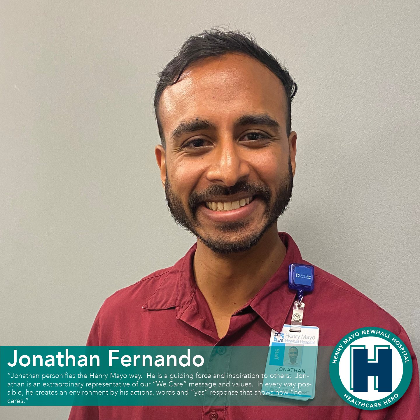 Jonathan Fernando is a Healthcare Hero at Henry Mayo 