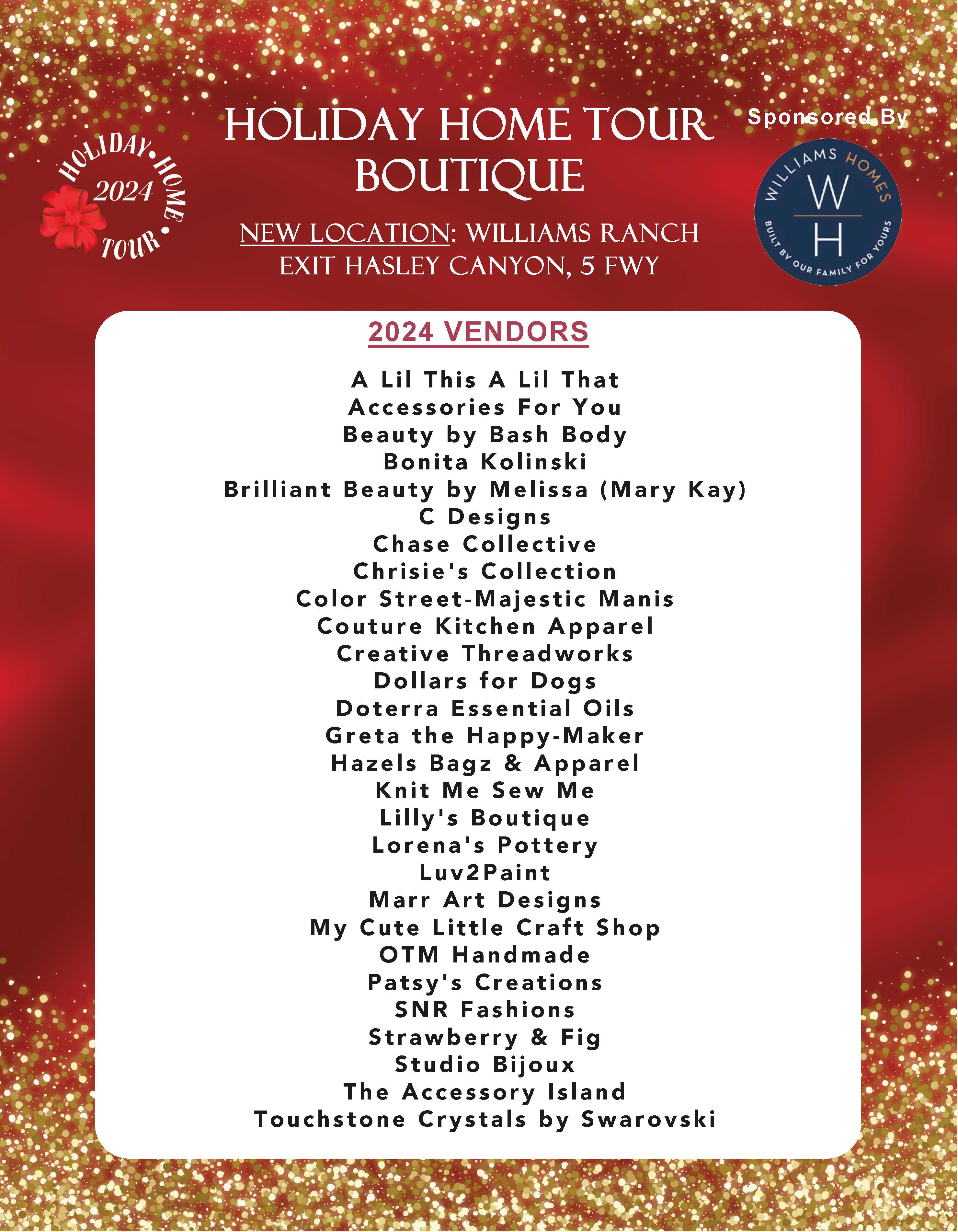 Holiday Home Tour  Boutique Vendor list