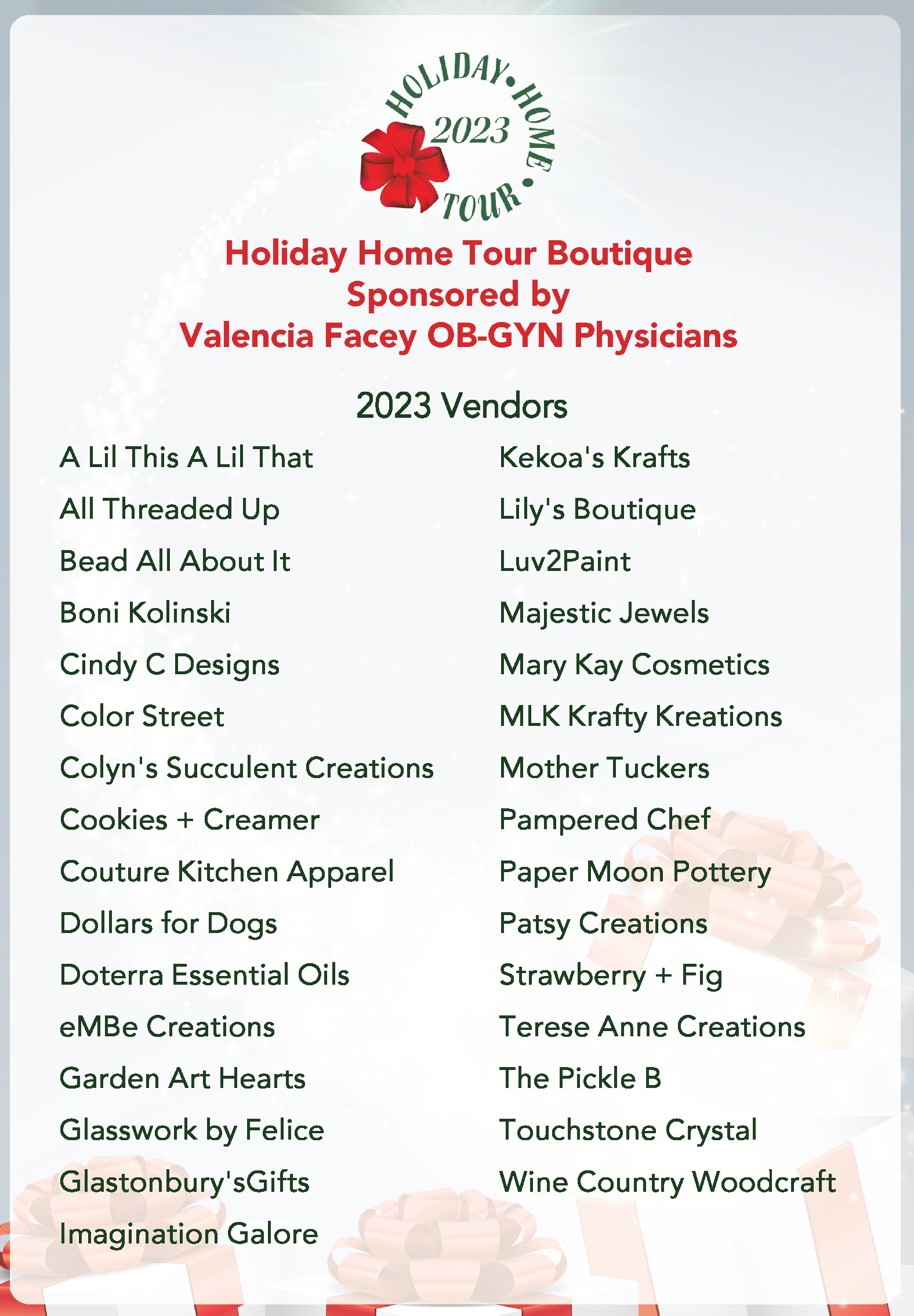 2023 Home Tour Boutique Vendors 