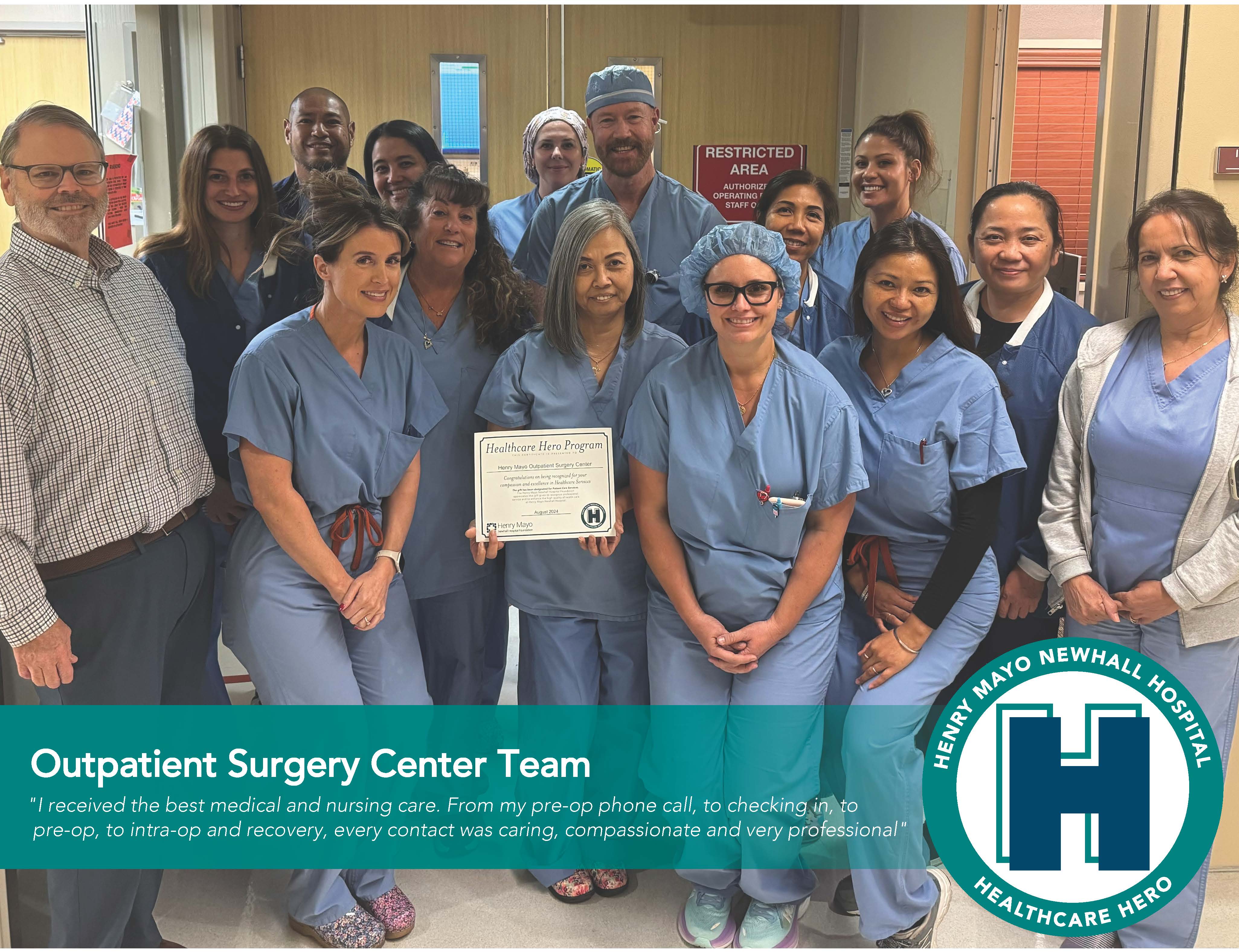 Outpatient Surgery Center is a Henry Mayo Healthcare Hero for August